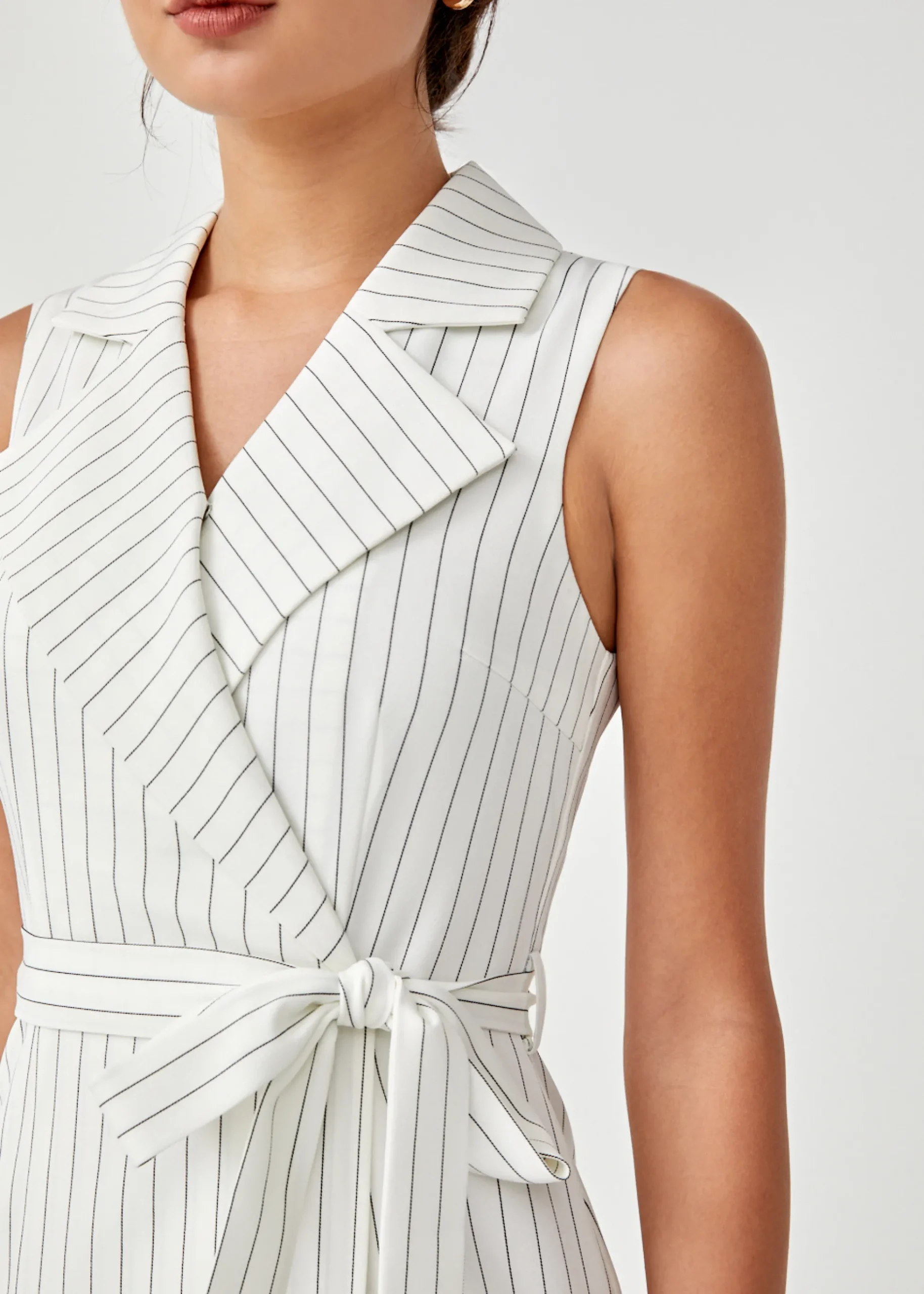 Merida Pinstripe Tailored Midi Dress
