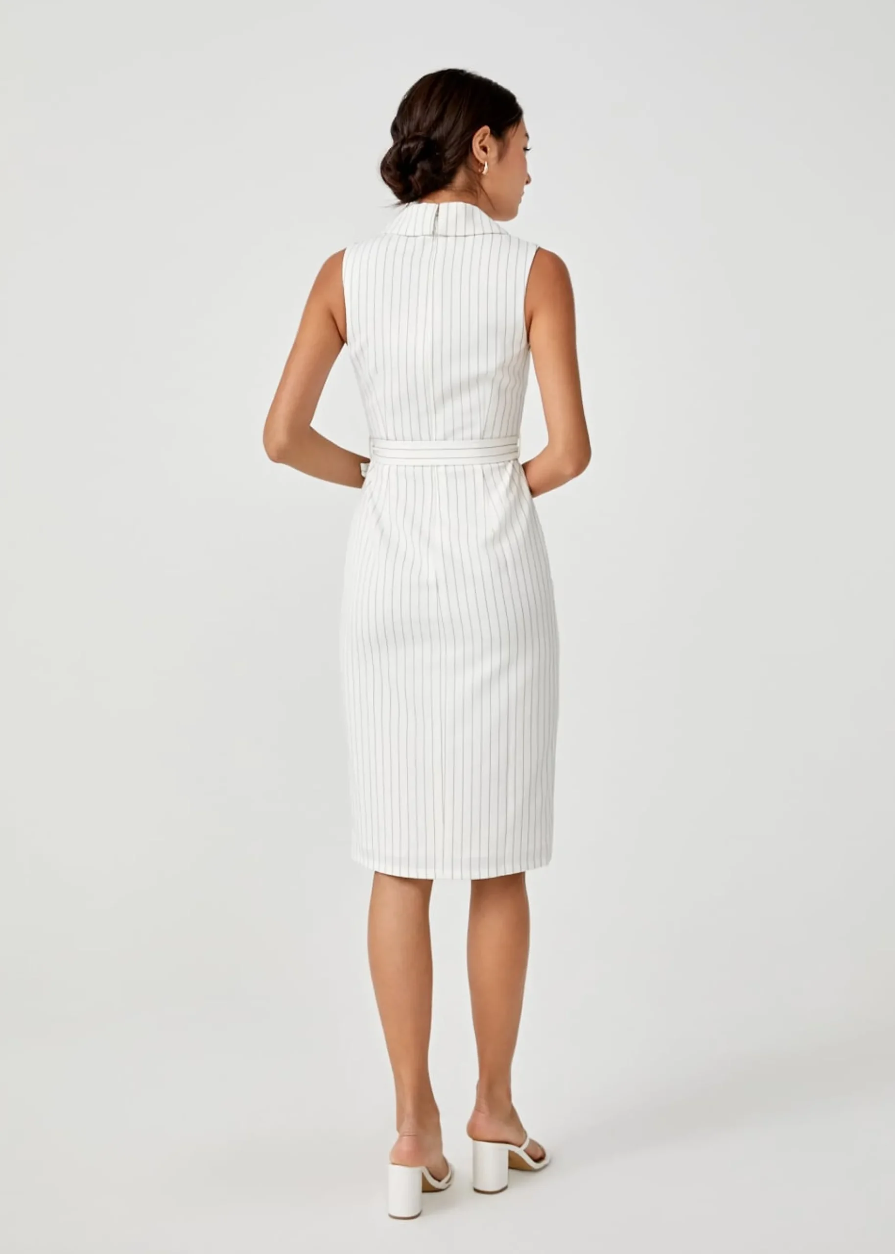 Merida Pinstripe Tailored Midi Dress
