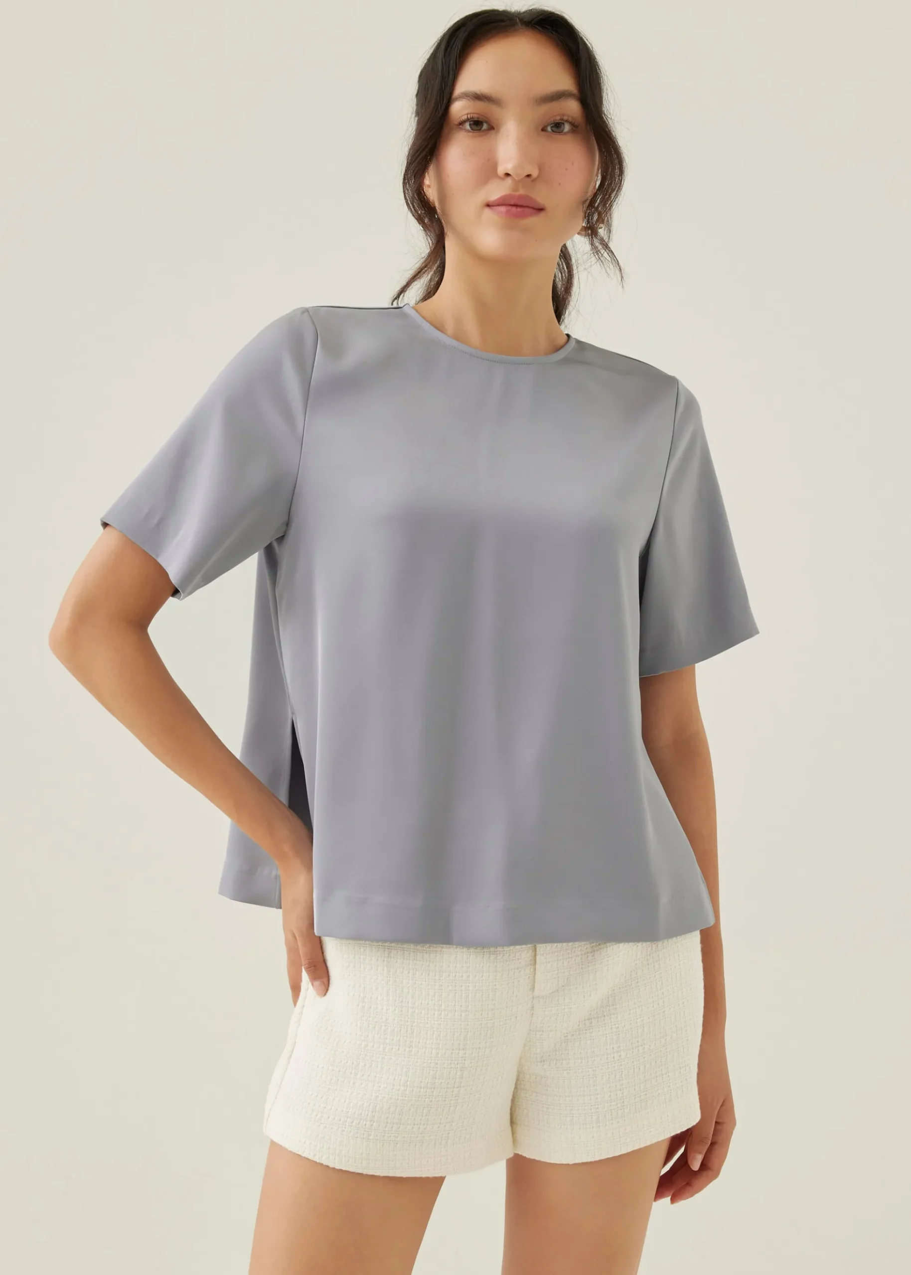 Merlie Relaxed Satin Shell Top