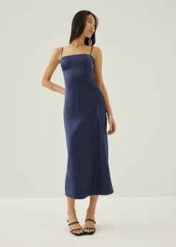 Merrel Padded Satin Maxi Dress
