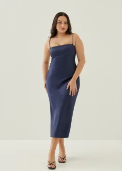 Merrel Padded Satin Maxi Dress