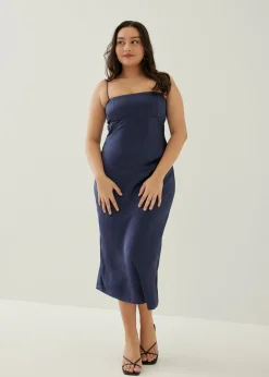 Merrel Padded Satin Maxi Dress