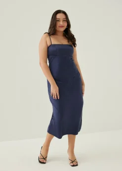 Merrel Padded Satin Maxi Dress