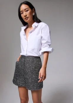 Metallic Tweed High Waist A-line Shorts