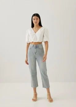 Milou Elastic Broderie Tie Back Blouse