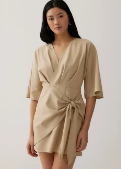 Mitch Linen Faux Wrap Dress