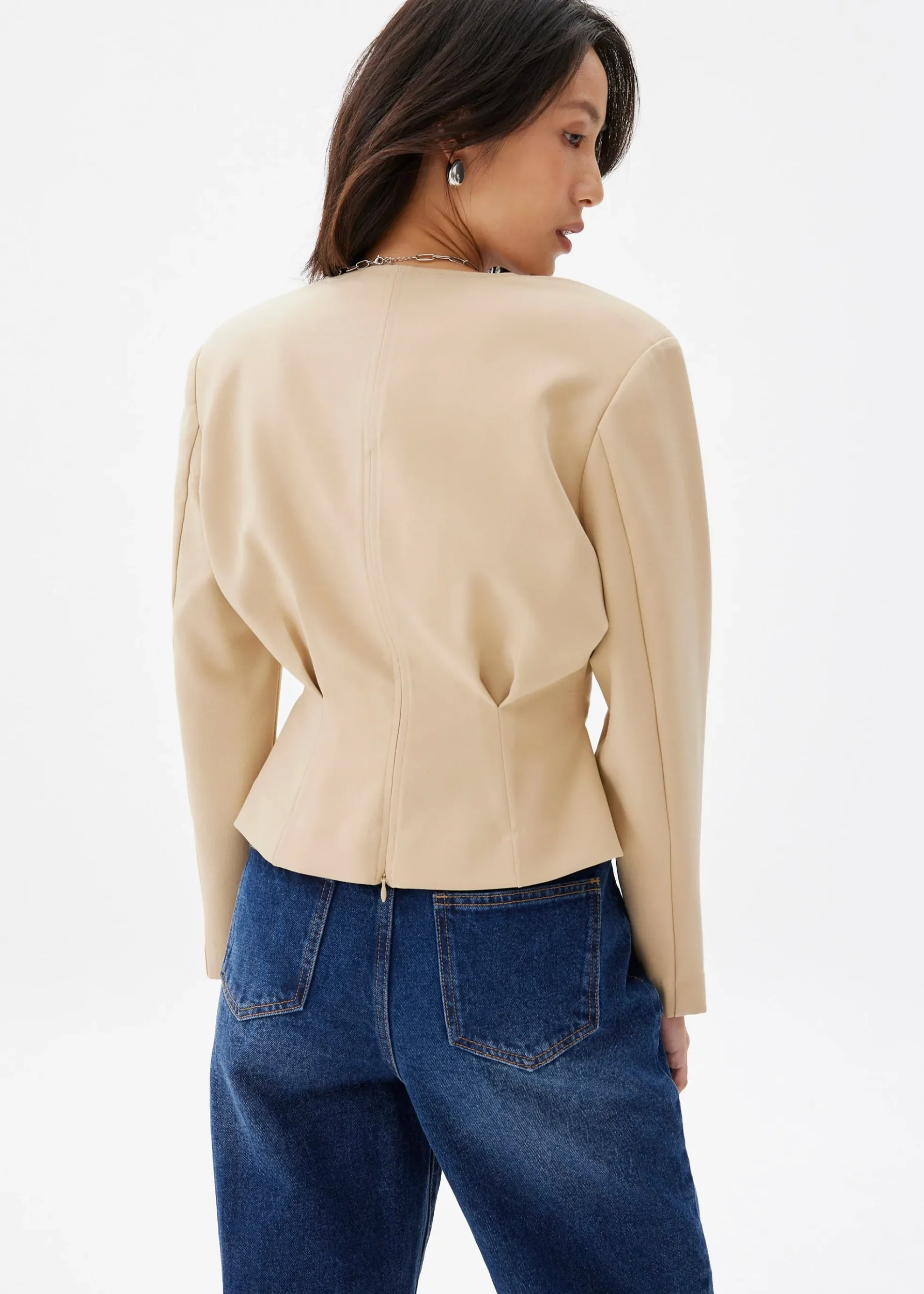 Moon Shoulder Padded V-neck Top