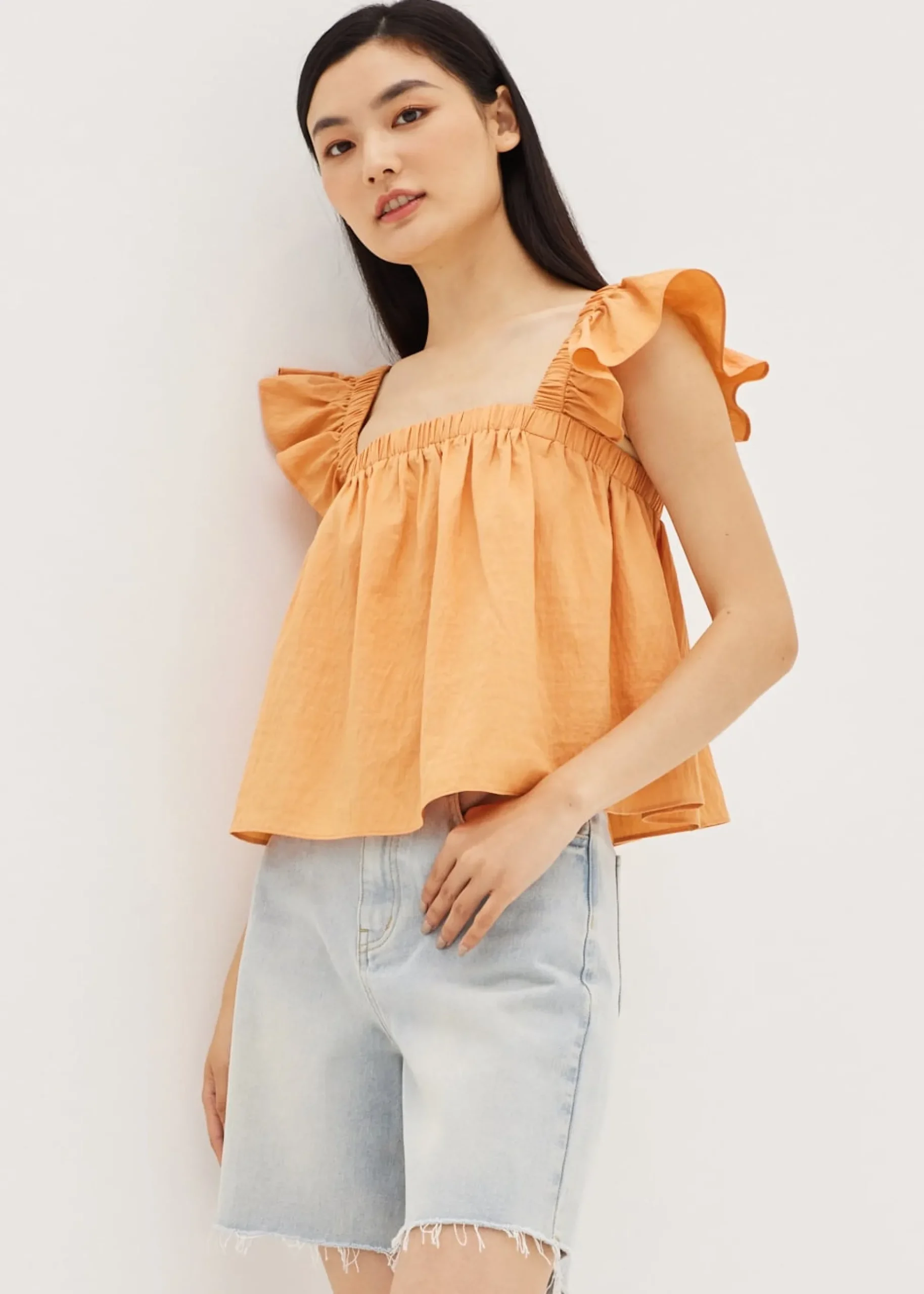 Moya Textured Ruffle Sleeve Top