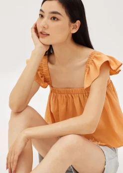 Moya Textured Ruffle Sleeve Top