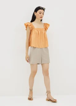 Moya Textured Ruffle Sleeve Top