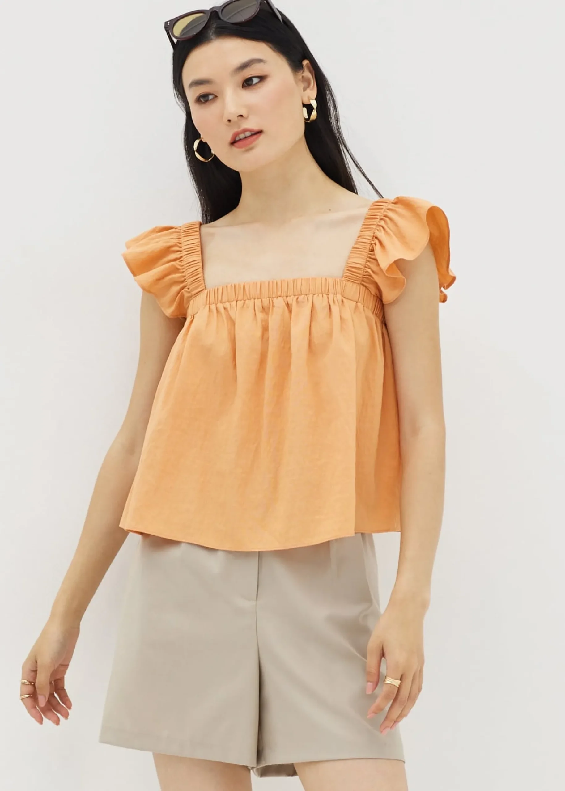 Moya Textured Ruffle Sleeve Top