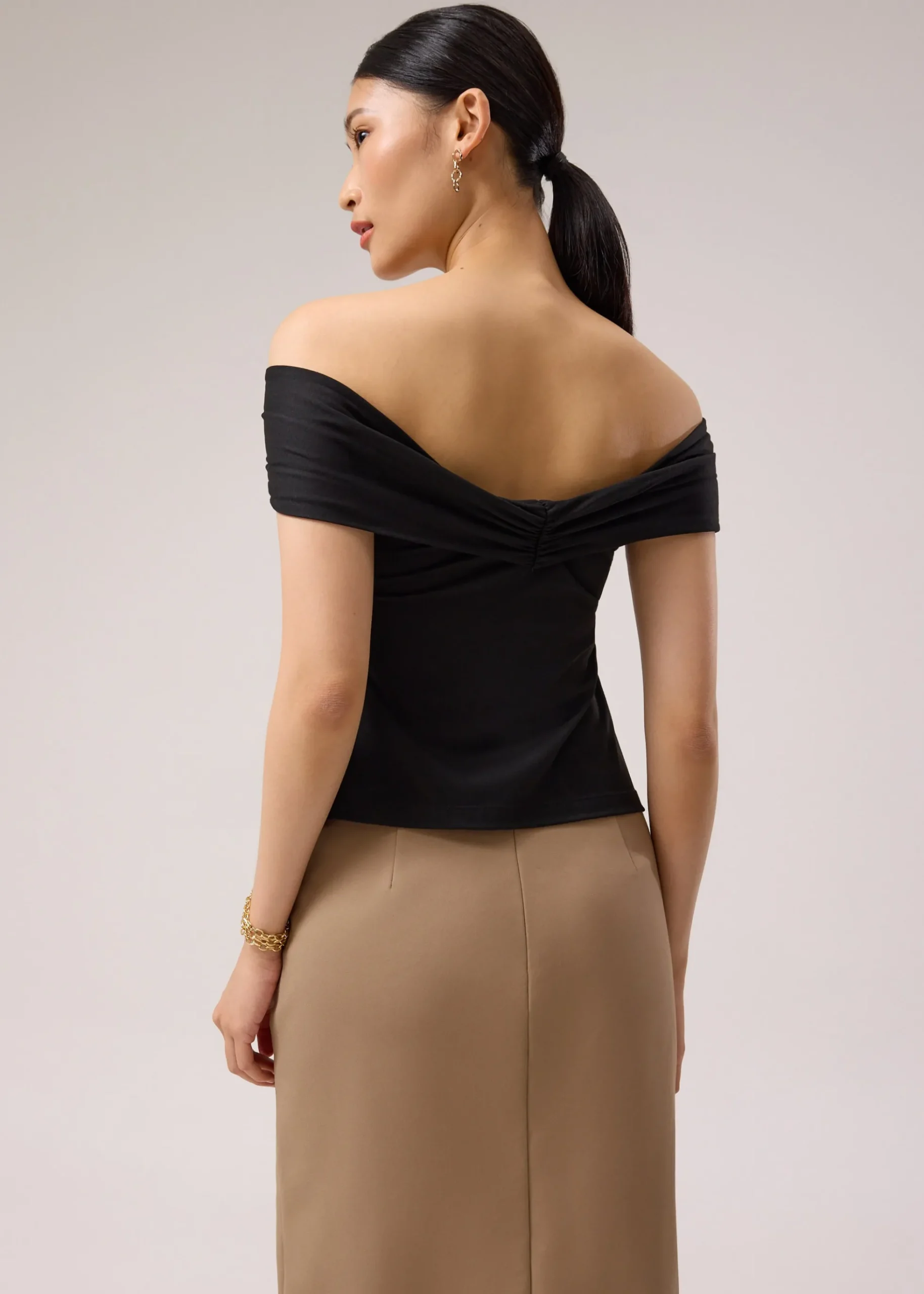 Multi-way Ponte Off-Shoulder Fitted Top