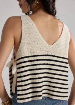 Multi-way Striped Knit Side Tie Top
