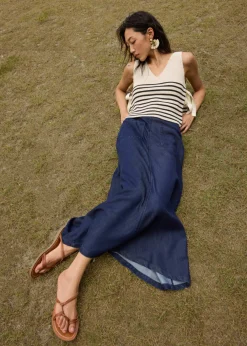 Multi-way Striped Knit Side Tie Top
