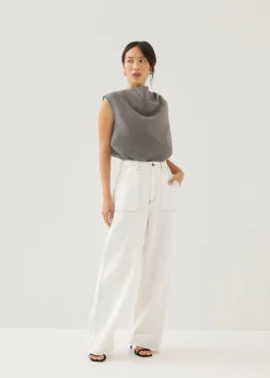Nadya Asymmetric Organza Blouse