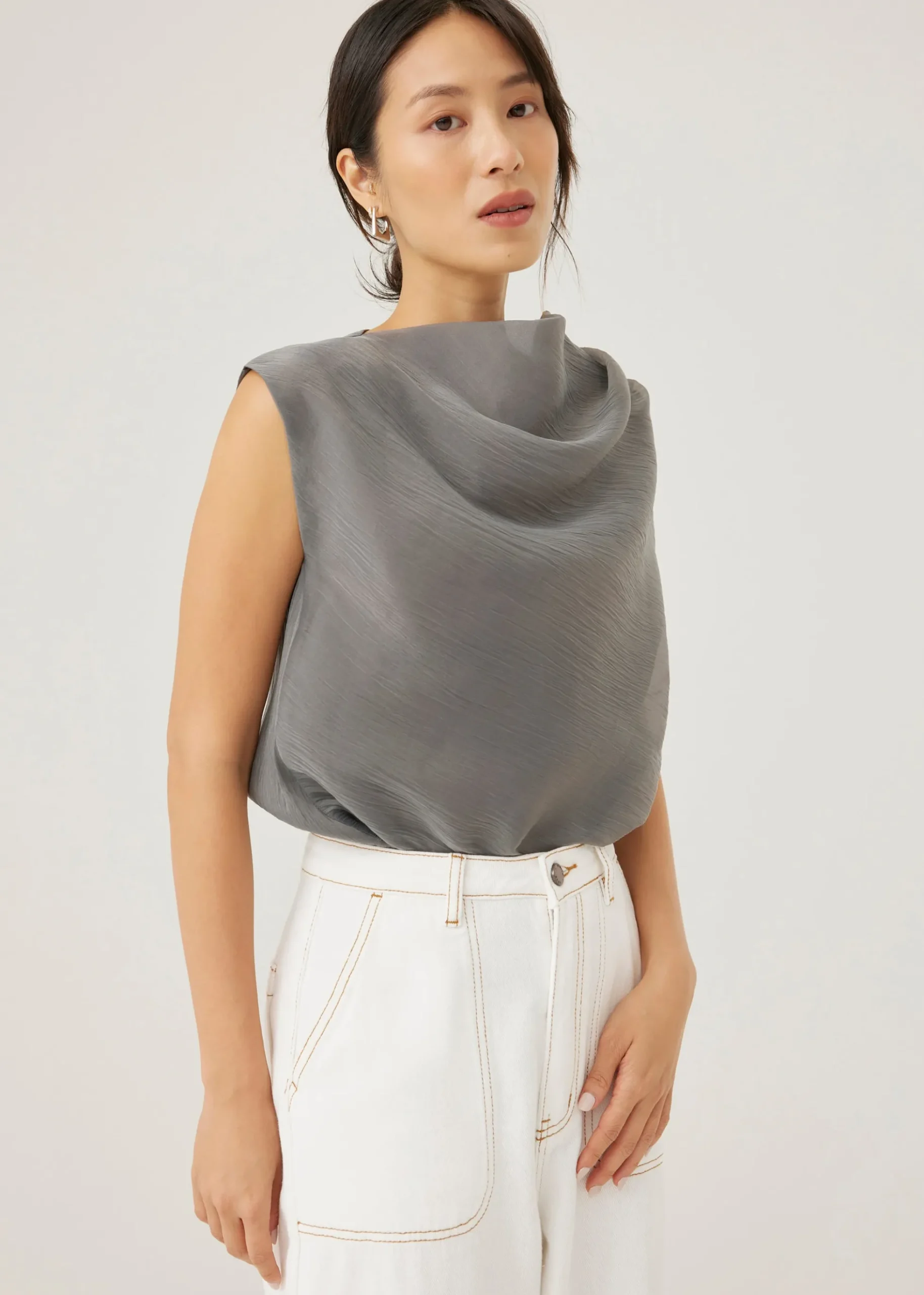 Nadya Asymmetric Organza Blouse