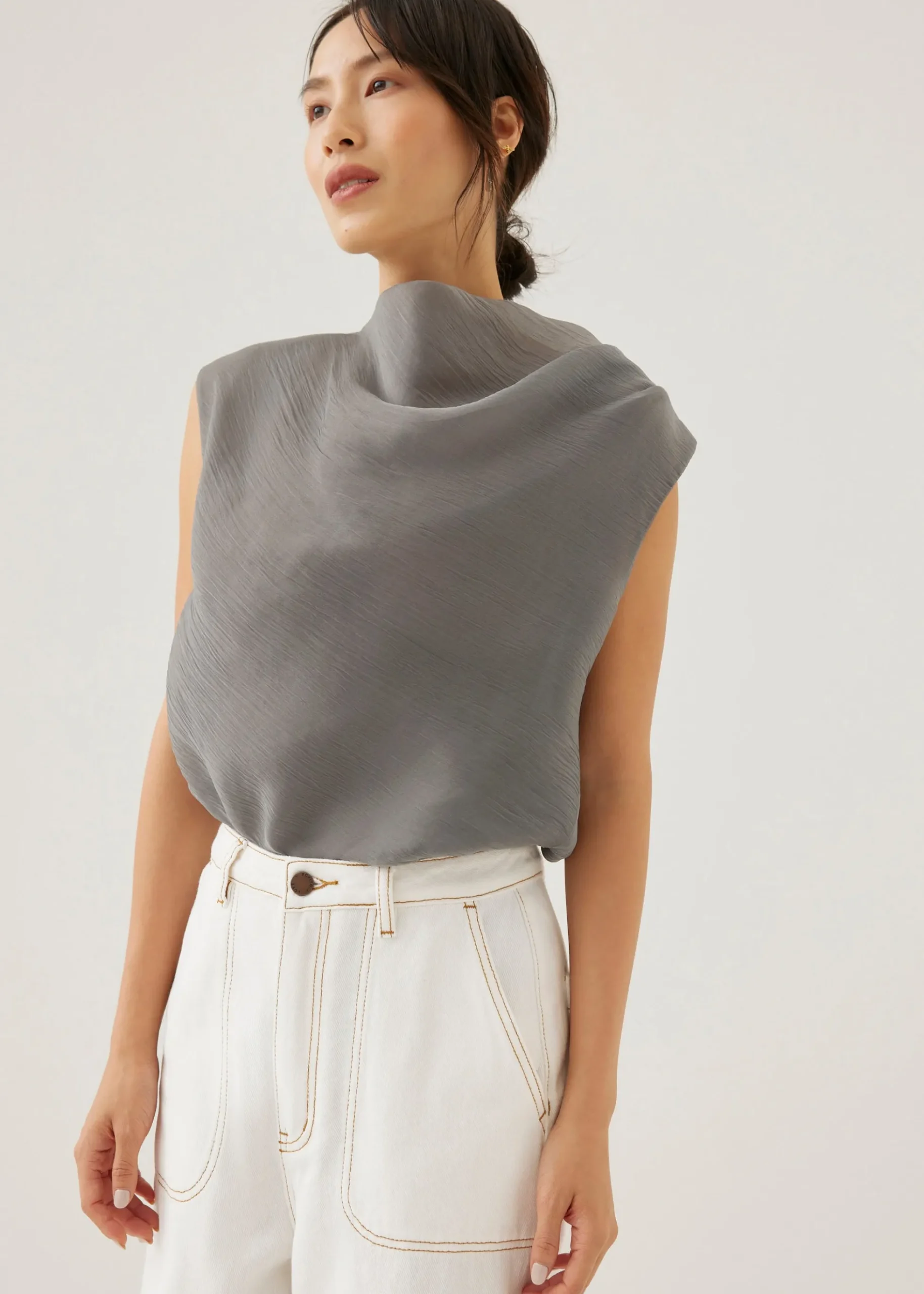 Nadya Asymmetric Organza Blouse