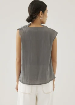 Nadya Asymmetric Organza Blouse