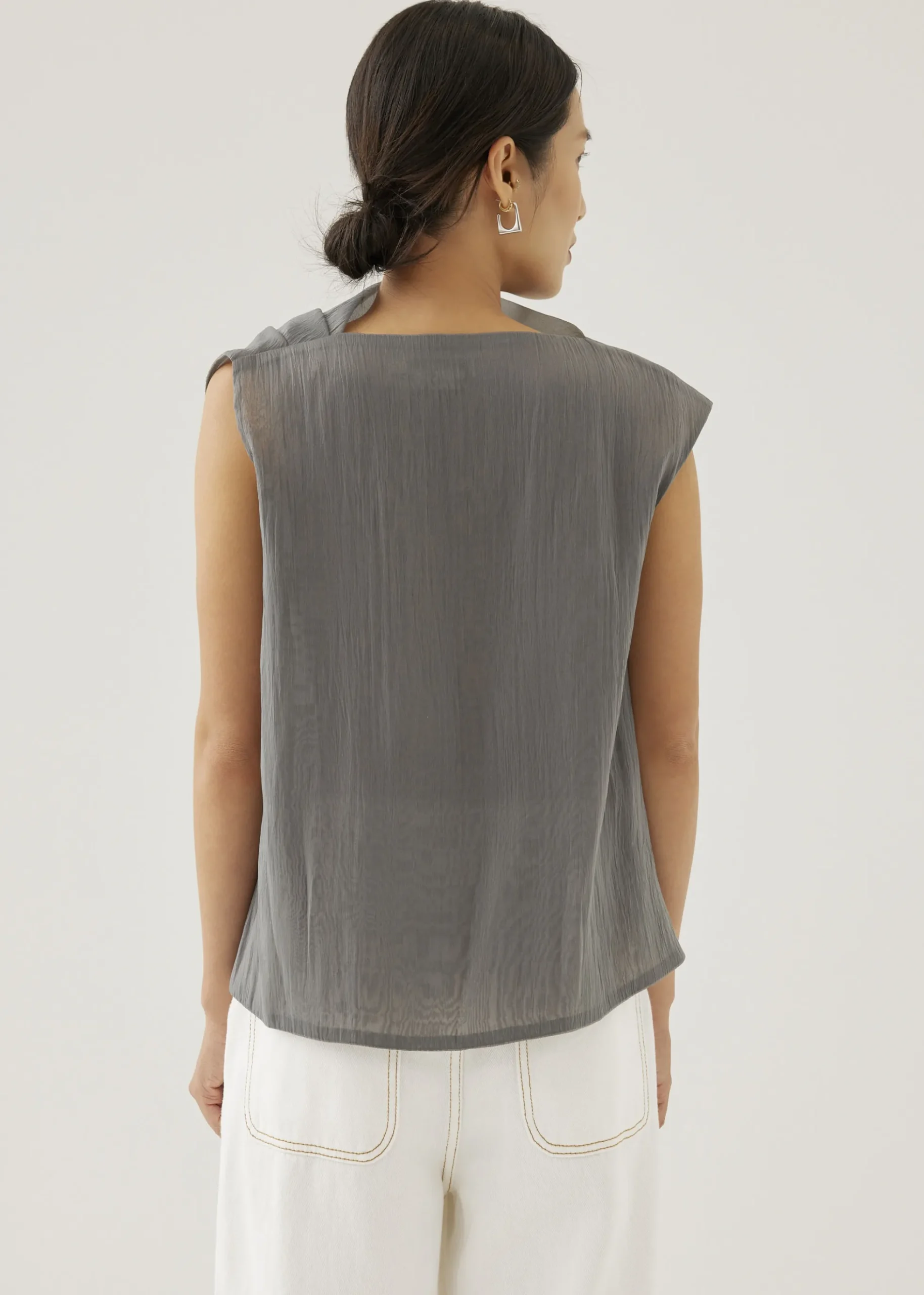 Nadya Asymmetric Organza Blouse