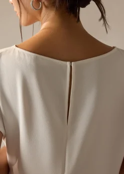Namtan Crepe Boat Neck Column Midi Dress