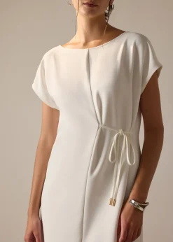 Namtan Crepe Boat Neck Column Midi Dress