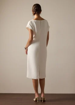 Namtan Crepe Boat Neck Column Midi Dress