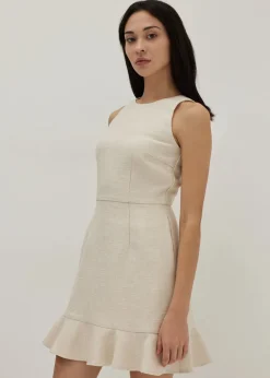 Nancy Tweed Ribbon Tie Peplum Dress