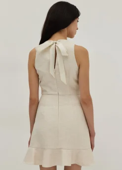 Nancy Tweed Ribbon Tie Peplum Dress