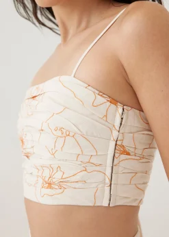 Naomi Embroidered Camisole Top in Rekindled Blooms