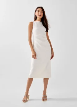 Naya Straight Neck Side Pleated Dress