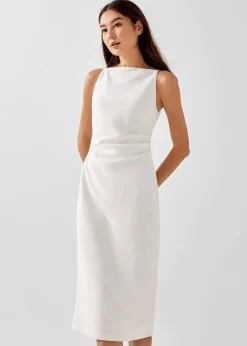 Naya Straight Neck Side Pleated Dress