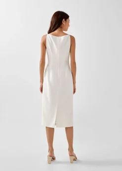 Naya Straight Neck Side Pleated Dress