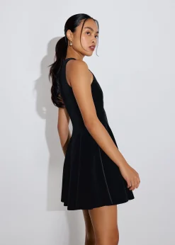 Nayana Velvet Round Neck Fit & Flare Mini Dress