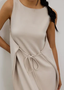 Neoprene Boat Neck Shift Midaxi Dress