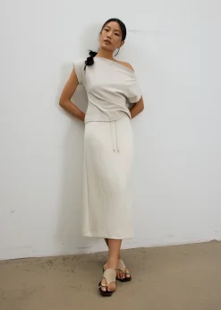 Neoprene High Waist Column Midaxi Skirt