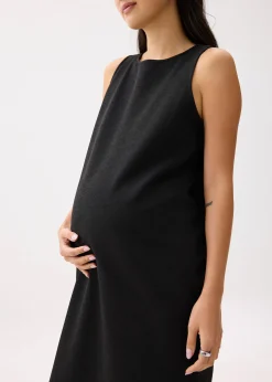 Neoprene Round Neck Shift Midaxi Dress