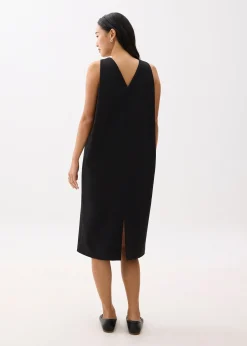 Neoprene Round Neck Shift Midaxi Dress