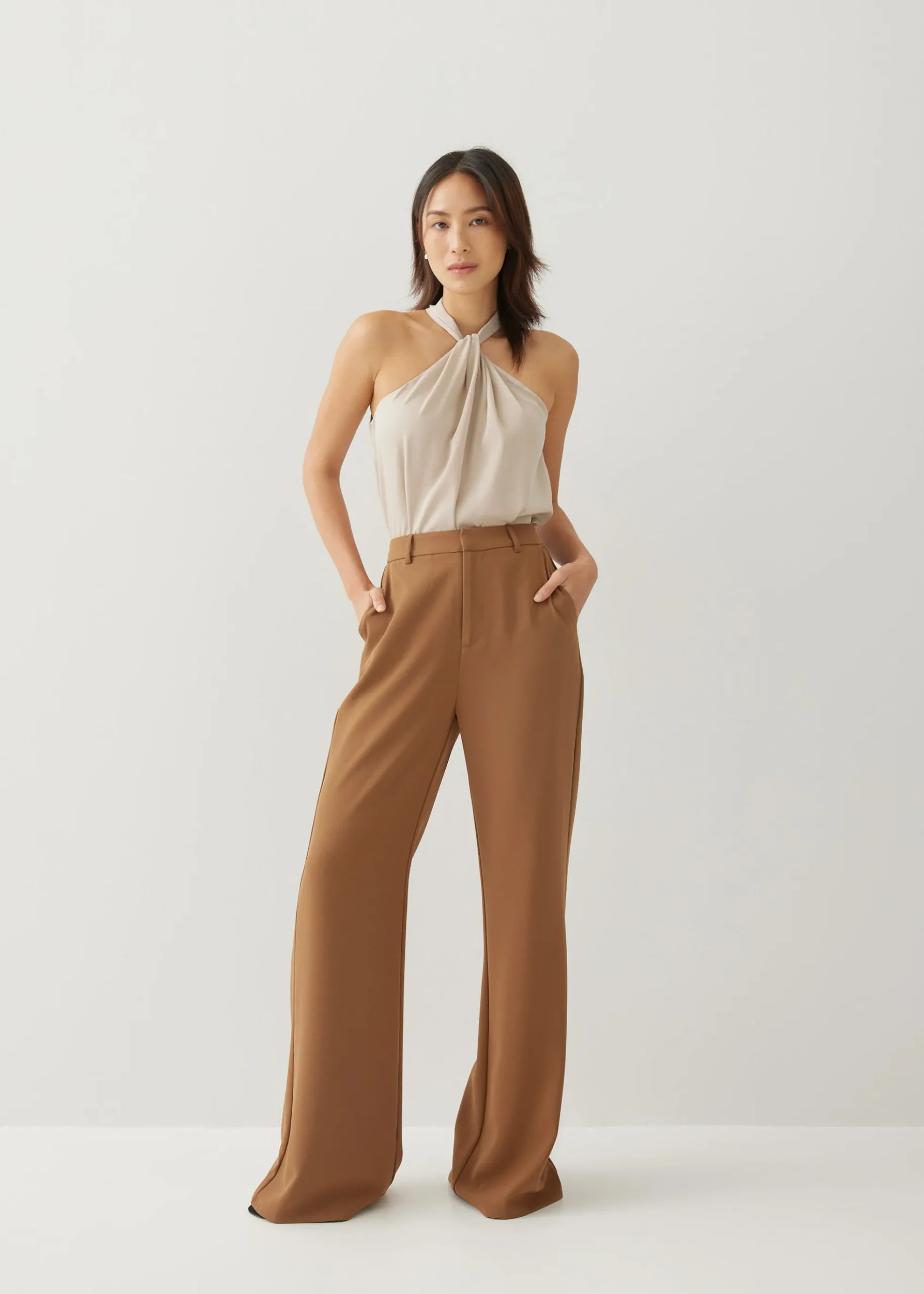 Nevelle Satin Twist Halter Top