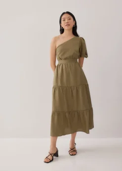 Niegel Tiered Toga Puff Sleeve Dress