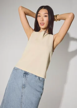 Nikki Relaxed Contrast Knit Boat Neck Tank Top