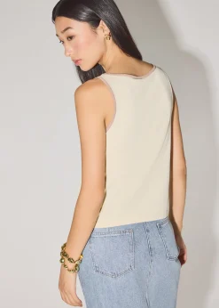Nikki Relaxed Contrast Knit Boat Neck Tank Top