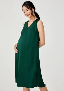 Novah Maternity Nursing Pleat Back Midi Dress