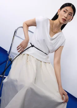 Nycha Taffeta Pleated Flare Midaxi Skirt