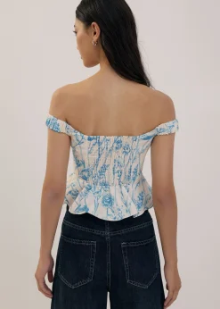 Off Shoulder Peplum Top in Tidal Blooms