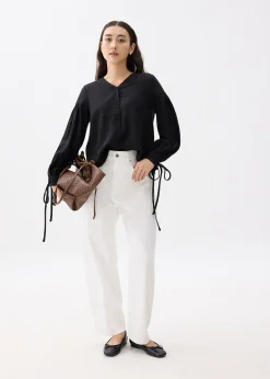Oriana Lurex Pinstripe Trapeze Blouse