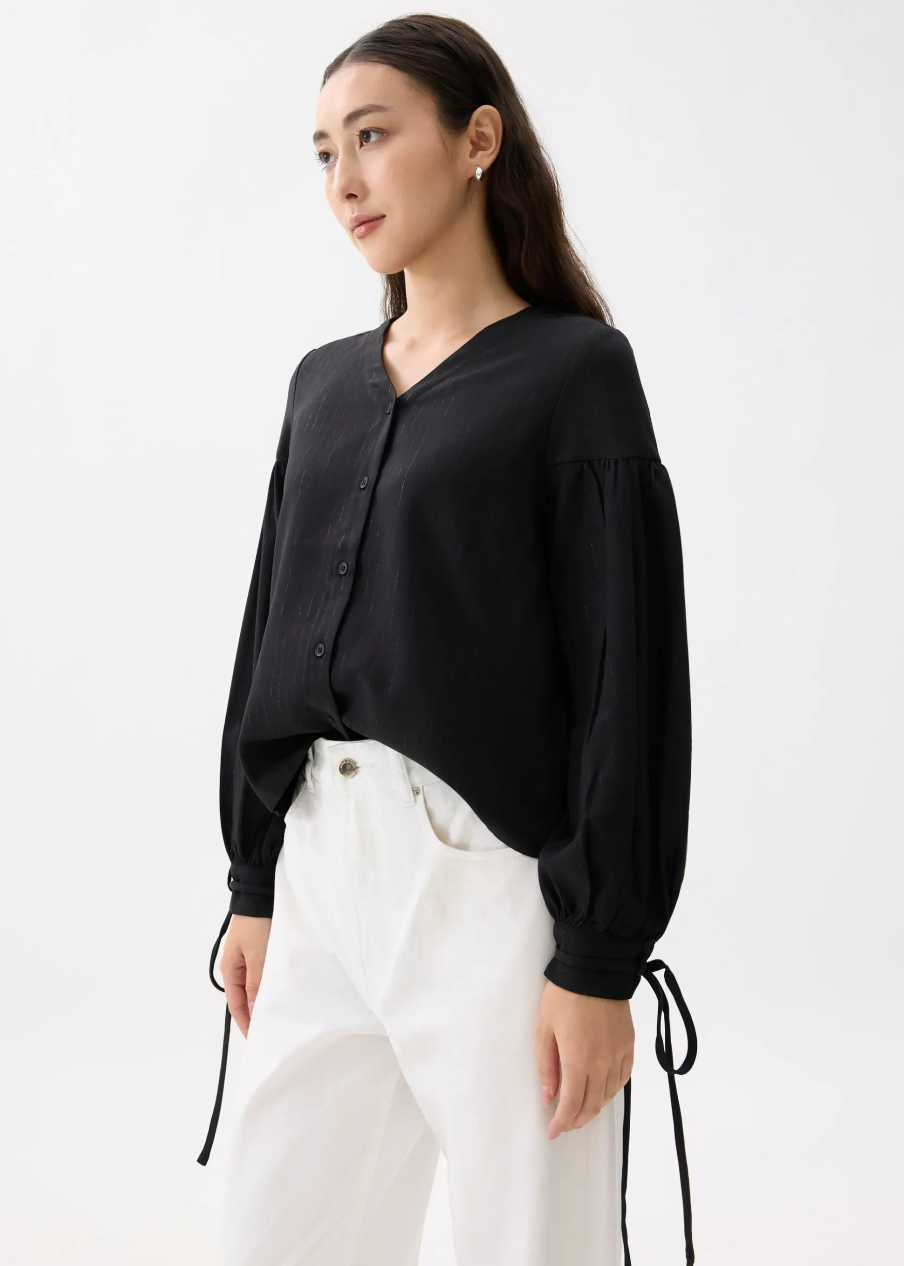 Oriana Lurex Pinstripe Trapeze Blouse