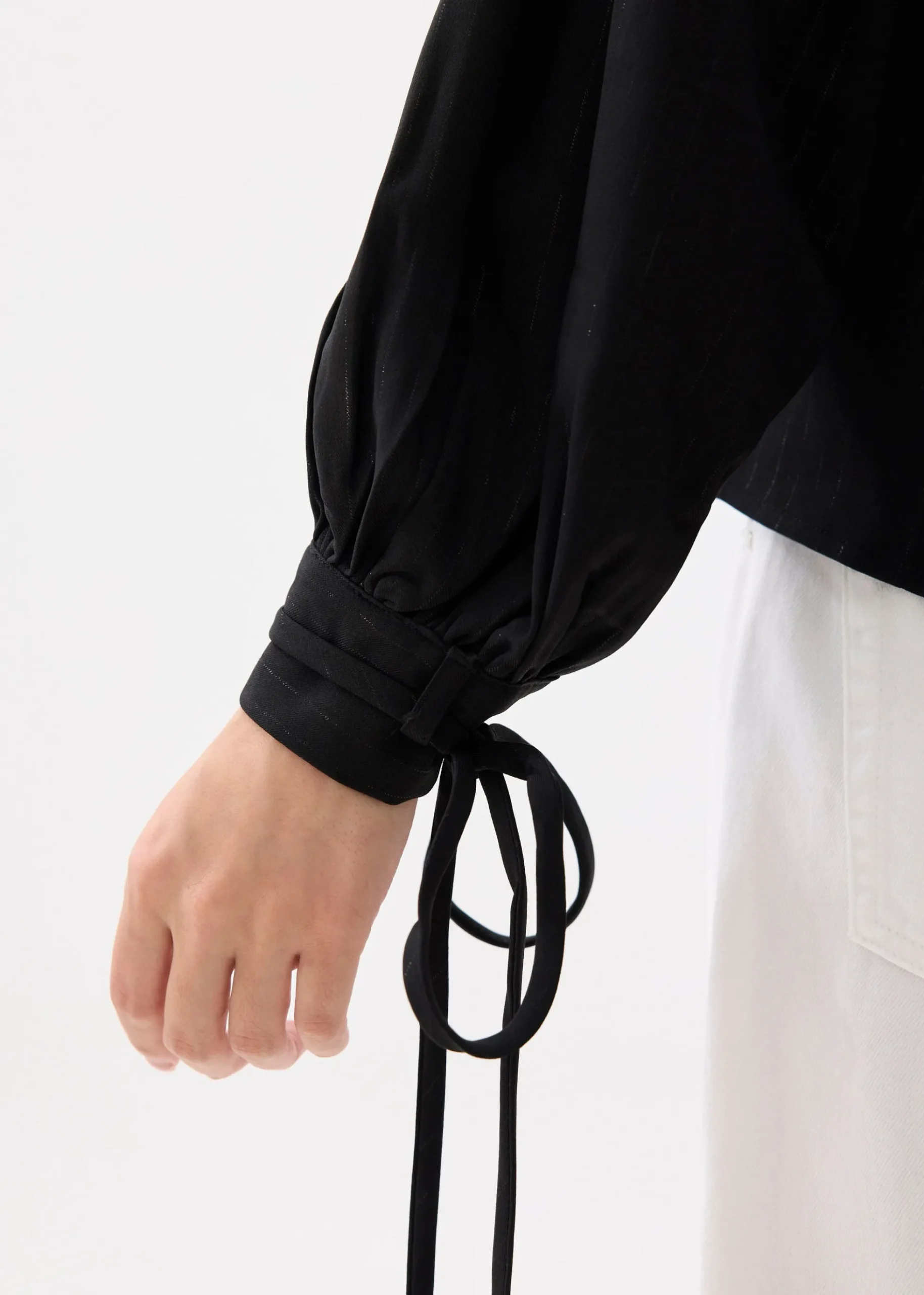Oriana Lurex Pinstripe Trapeze Blouse