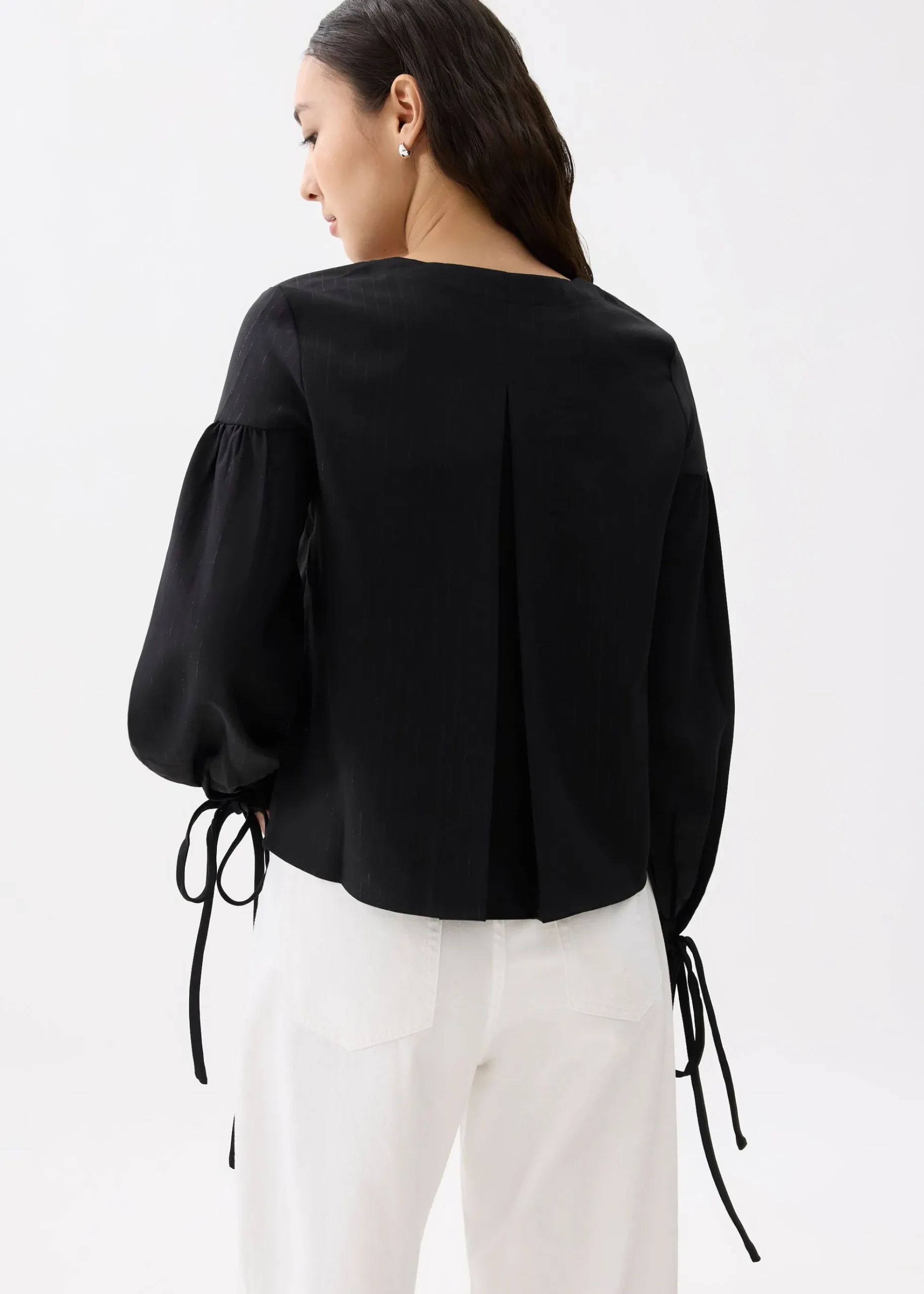 Oriana Lurex Pinstripe Trapeze Blouse