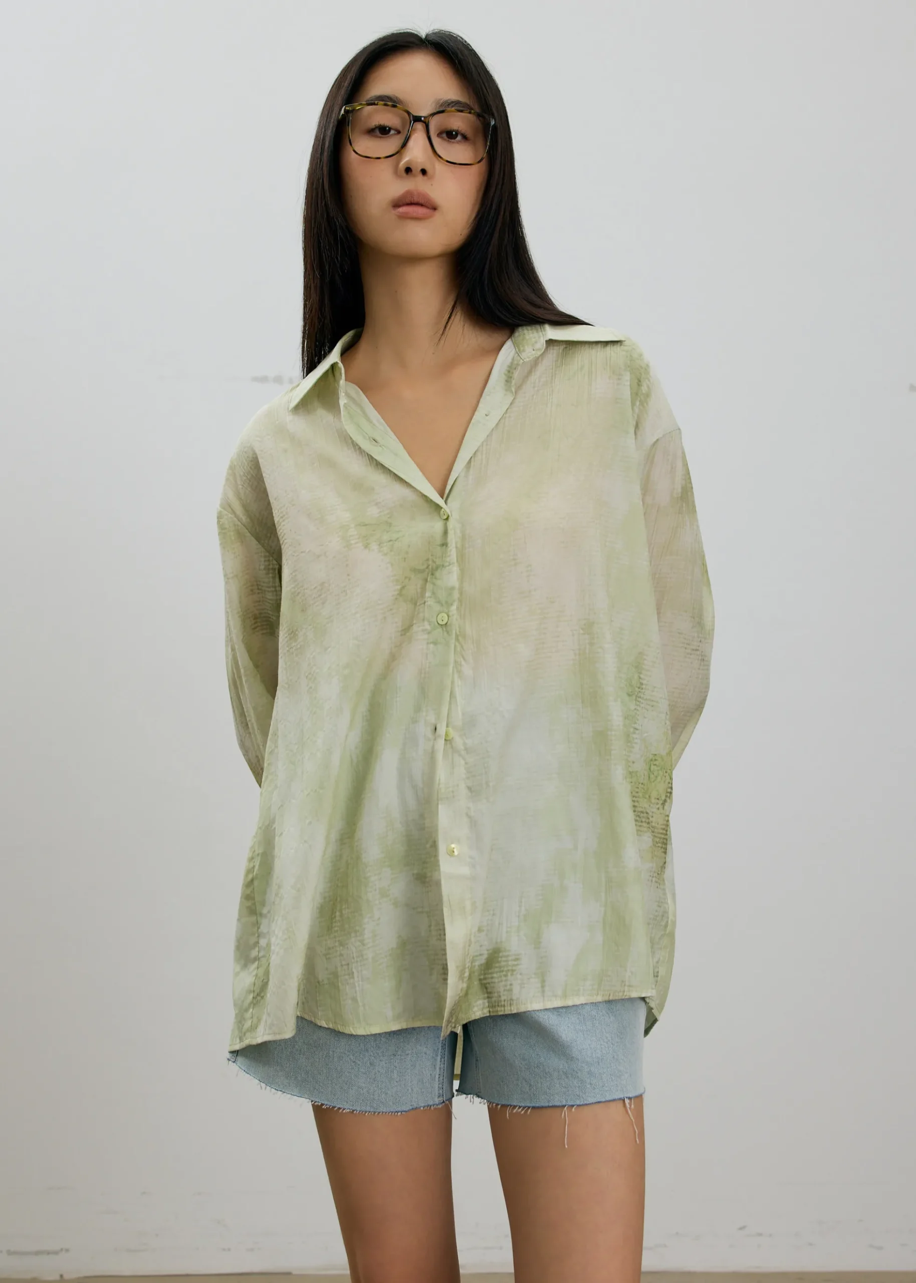 Oversized Abstract Collared Shirt