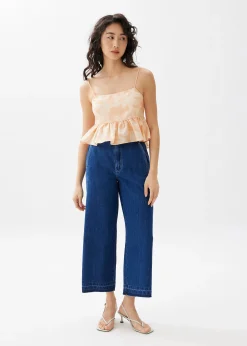 Padded Babydoll Peplum Top in Sunburst